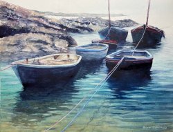 2024-03 Fischerboote im Naturhafen in Cornwall - England